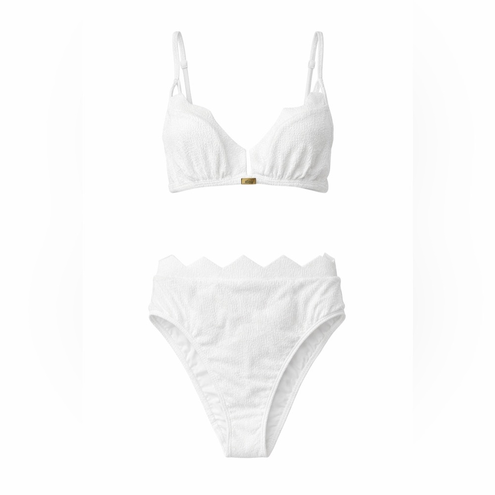 Vix Paula Hermanny Firenze Imani White High‎ Waist Bikini Set L